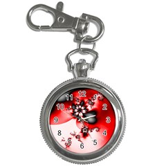 Abstract Red Black Floral Print Key Chain Watches by SpinnyChairDesigns