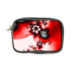 Abstract Red Black Floral Print Coin Purse by SpinnyChairDesigns