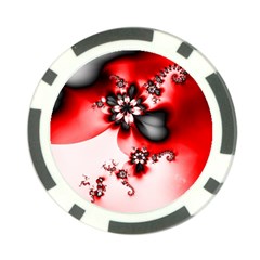 Abstract Red Black Floral Print Poker Chip Card Guard (10 Pack) by SpinnyChairDesigns