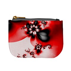 Abstract Red Black Floral Print Mini Coin Purse by SpinnyChairDesigns