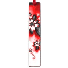 Abstract Red Black Floral Print Large Book Marks by SpinnyChairDesigns