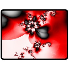 Abstract Red Black Floral Print Double Sided Fleece Blanket (large)  by SpinnyChairDesigns