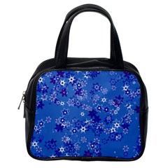 Cornflower Blue Floral Print Classic Handbag (one Side) by SpinnyChairDesigns