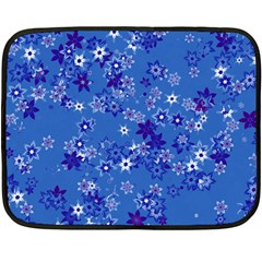 Cornflower Blue Floral Print Fleece Blanket (mini) by SpinnyChairDesigns
