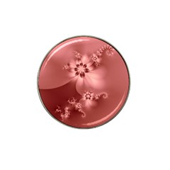 Coral Pink Floral Print Hat Clip Ball Marker (4 Pack) by SpinnyChairDesigns