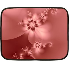 Coral Pink Floral Print Double Sided Fleece Blanket (mini)  by SpinnyChairDesigns