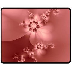 Coral Pink Floral Print Double Sided Fleece Blanket (medium)  by SpinnyChairDesigns