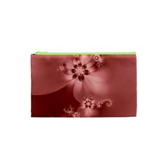 Coral Pink Floral Print Cosmetic Bag (xs) by SpinnyChairDesigns