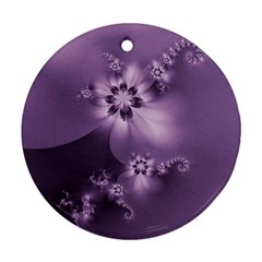 Royal Purple Floral Print Ornament (round) by SpinnyChairDesigns