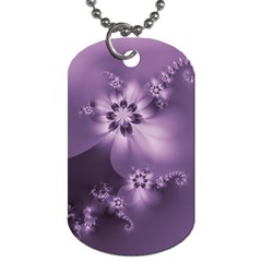 Royal Purple Floral Print Dog Tag (two Sides) by SpinnyChairDesigns