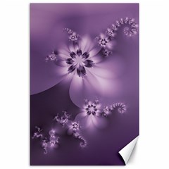 Royal Purple Floral Print Canvas 24  X 36  by SpinnyChairDesigns