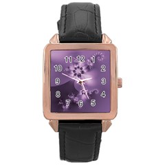 Royal Purple Floral Print Rose Gold Leather Watch  by SpinnyChairDesigns