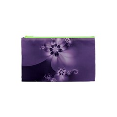 Royal Purple Floral Print Cosmetic Bag (xs) by SpinnyChairDesigns