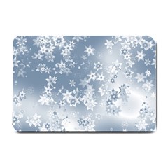 Faded Blue White Floral Print Small Doormat  by SpinnyChairDesigns