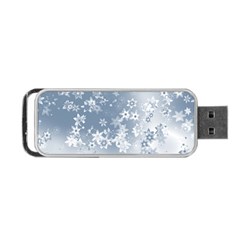 Faded Blue White Floral Print Portable Usb Flash (one Side) by SpinnyChairDesigns