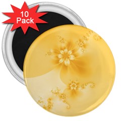 Saffron Yellow Floral Print 3  Magnets (10 Pack)  by SpinnyChairDesigns