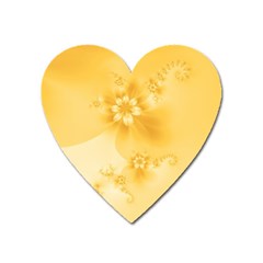 Saffron Yellow Floral Print Heart Magnet by SpinnyChairDesigns