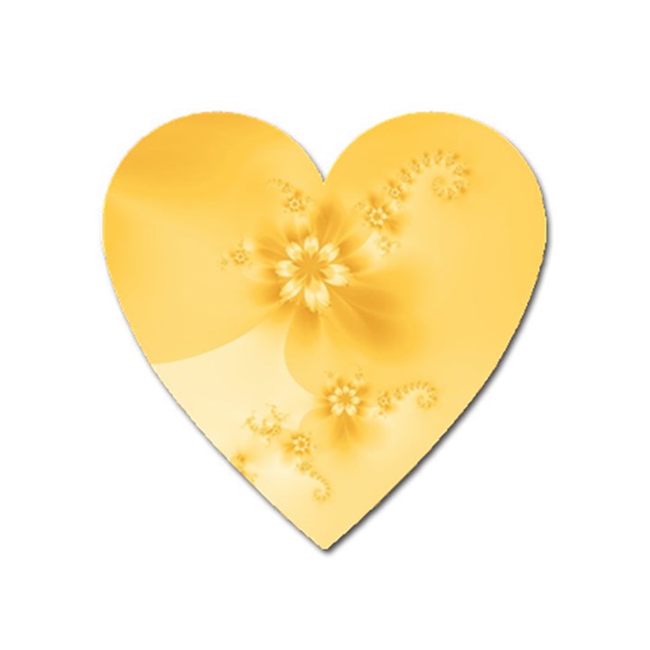 Saffron Yellow Floral Print Heart Magnet