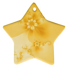 Saffron Yellow Floral Print Star Ornament (two Sides) by SpinnyChairDesigns