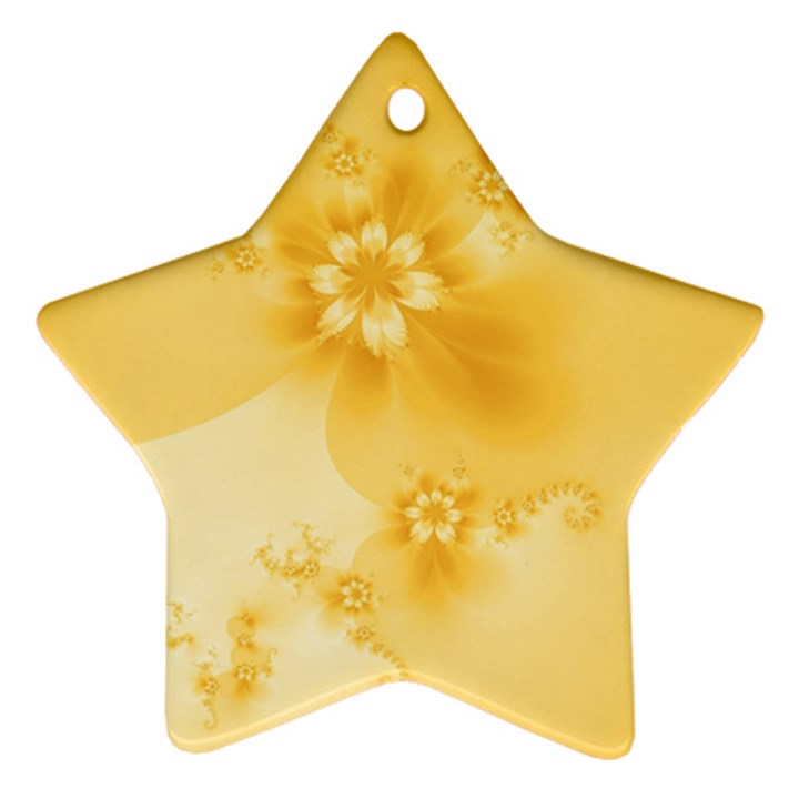 Saffron Yellow Floral Print Star Ornament (Two Sides)