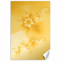 Saffron Yellow Floral Print Canvas 24  X 36  by SpinnyChairDesigns