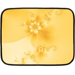 Saffron Yellow Floral Print Double Sided Fleece Blanket (mini)  by SpinnyChairDesigns