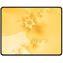Saffron Yellow Floral Print Fleece Blanket (medium)  by SpinnyChairDesigns