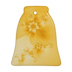 Saffron Yellow Floral Print Bell Ornament (two Sides) by SpinnyChairDesigns