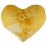 Saffron Yellow Floral Print Large 19  Premium Heart Shape Cushions Back