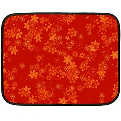 Orange Red Floral Print Double Sided Fleece Blanket (mini)  by SpinnyChairDesigns