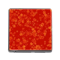 Orange Red Floral Print Memory Card Reader (square 5 Slot) by SpinnyChairDesigns