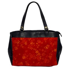 Orange Red Floral Print Oversize Office Handbag by SpinnyChairDesigns