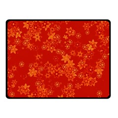 Orange Red Floral Print Fleece Blanket (small) by SpinnyChairDesigns