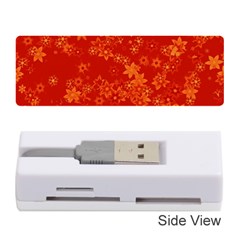 Orange Red Floral Print Memory Card Reader (stick) by SpinnyChairDesigns