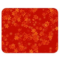 Orange Red Floral Print Double Sided Flano Blanket (medium)  by SpinnyChairDesigns