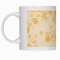 Yellow Flowers Floral Print White Mugs by SpinnyChairDesigns
