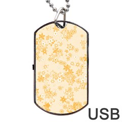 Yellow Flowers Floral Print Dog Tag Usb Flash (one Side) by SpinnyChairDesigns