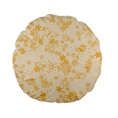 Yellow Flowers Floral Print Standard 15  Premium Flano Round Cushions by SpinnyChairDesigns