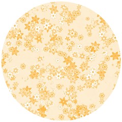 Yellow Flowers Floral Print Wooden Puzzle Round by SpinnyChairDesigns