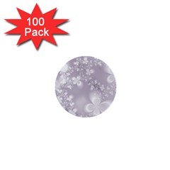 Pale Mauve White Flowers 1  Mini Buttons (100 Pack)  by SpinnyChairDesigns