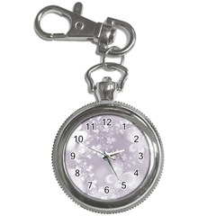 Pale Mauve White Flowers Key Chain Watches by SpinnyChairDesigns