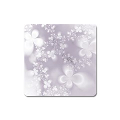 Pale Mauve White Flowers Square Magnet by SpinnyChairDesigns