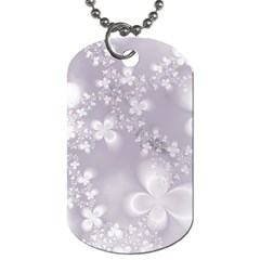 Pale Mauve White Flowers Dog Tag (two Sides) by SpinnyChairDesigns
