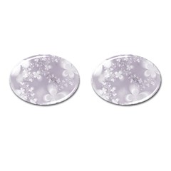 Pale Mauve White Flowers Cufflinks (oval) by SpinnyChairDesigns