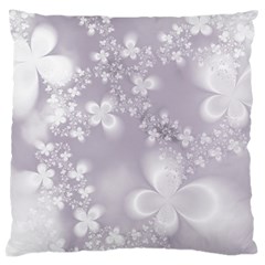 Pale Mauve White Flowers Large Cushion Case (one Side) by SpinnyChairDesigns