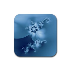 Steel Blue Flowers Rubber Coaster (Square) 