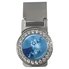 Steel Blue Flowers Money Clips (CZ) 