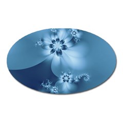 Steel Blue Flowers Oval Magnet