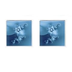 Steel Blue Flowers Cufflinks (Square)