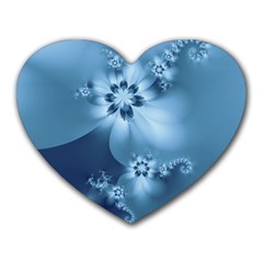 Steel Blue Flowers Heart Mousepads